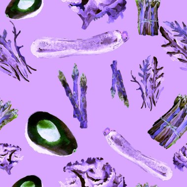 Vejetaryen Seamless modeli. Sağlıklı gıda ile tekrarlanabilir model. Elle çizilmiş suluboya sebze.