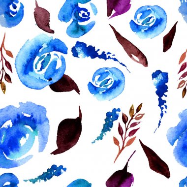 Suluboya çiçek deseni yineleyin. Kumaşlar, düğün davetiyesi için arka plan için bir baskı kullanılabilir