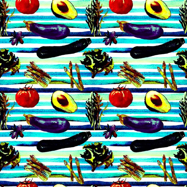 Vegetables Seamless Pattern. Repeatable Pattern with Healthy Food.