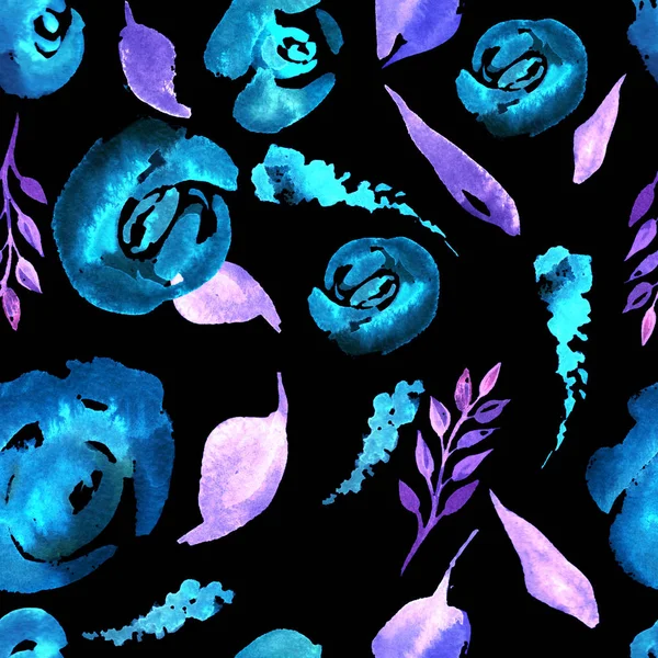 Aquarel bloemen terugkeerpatroon. Kan worden gebruikt als een Print voor stof, achtergrond voor uitnodiging bruiloft — Stockfoto