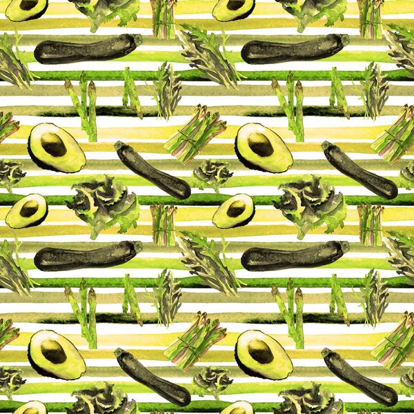 Groenten naadloze patroon met strepen. Herhaalbare patroon met gezonde voeding. — Stockfoto