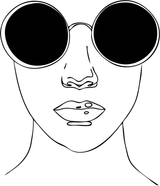 Illustration, Head of young woman in glasses. — Stock Vector