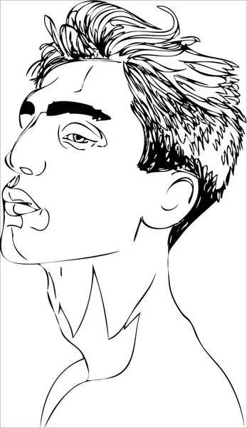 İllüstrasyon, genç adam. Bir satır tasarım