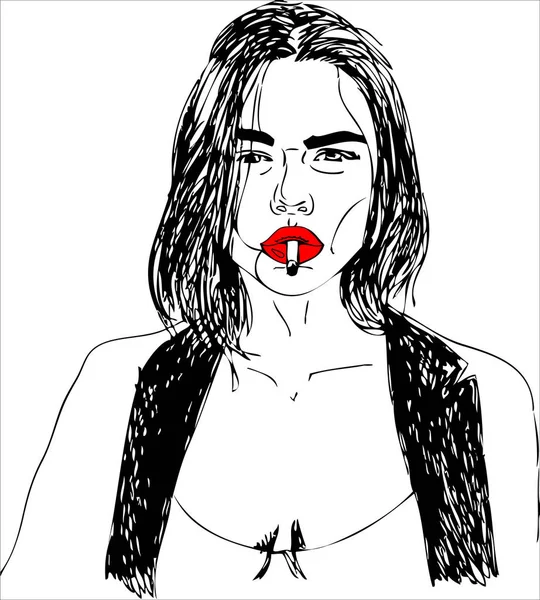 İllüstrasyon, genç kadın Sigara.