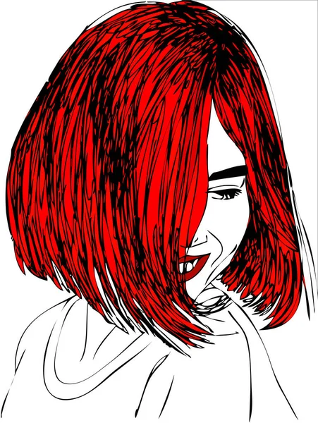illüstrasyon, Kızıl saçlı genç kadın. 