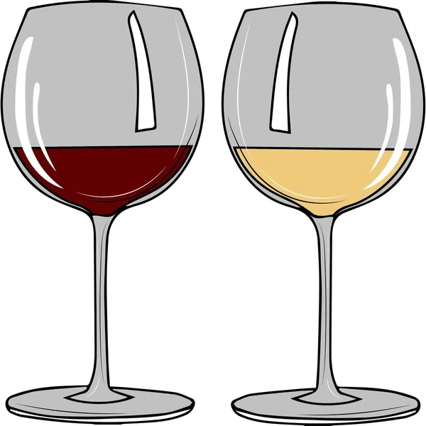 Beyaz ve kırmızı şarap ile set şeffaf gözlük