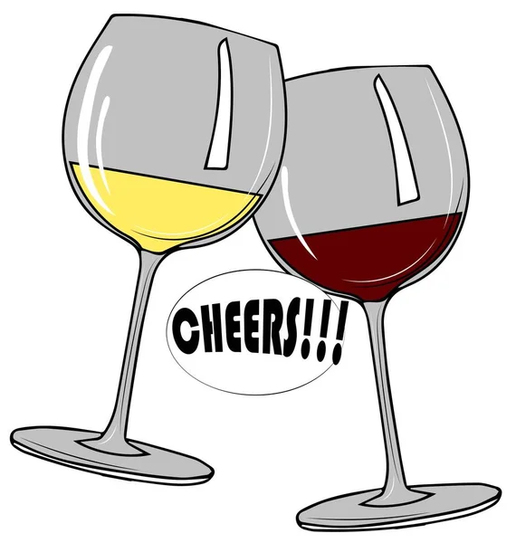 Beyaz ve kırmızı şarap ile set şeffaf gözlük