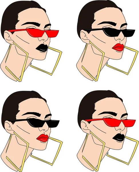 vektör çizim. Güzel kadının bardaklarda beyaz arka plan üzerinde ayarla