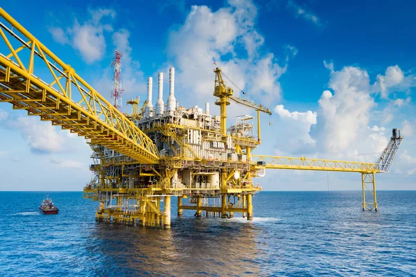 Productieplatform Voor Olie Gas Olie Gas Productie Exploratie Bedrijven Golf — Stockfoto