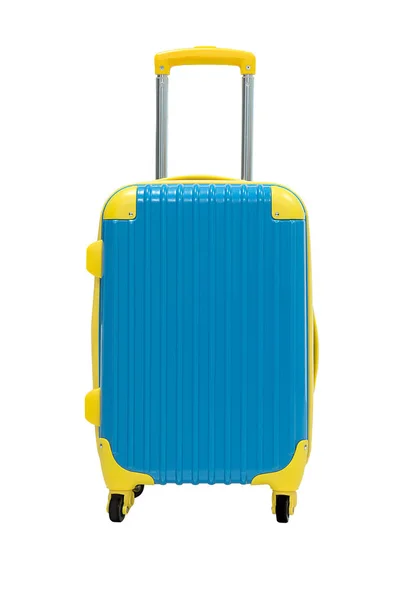 Reisekoffer Blauer Farbe Isolieren Auf Weiß — Stockfoto