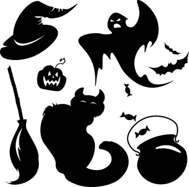 Siluetleri tatil kahramanlar ve nesneleri .