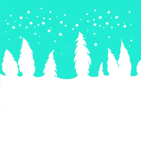 Яркий Элемент Дизайна Силуэтами Снежных Елок Зеленом Фоне Белым Полем — стоковое фото