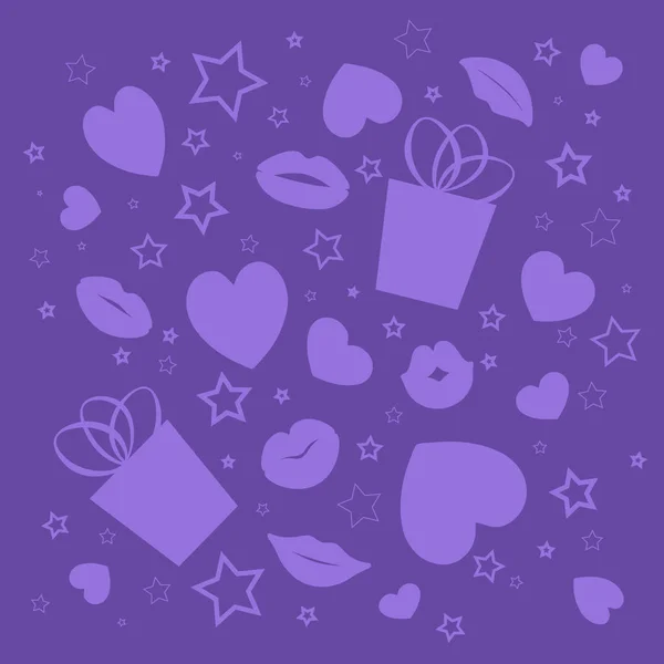 Carta Parati Luminoso San Valentino Sfondo Viola Scuro Silhouette Viola — Foto Stock