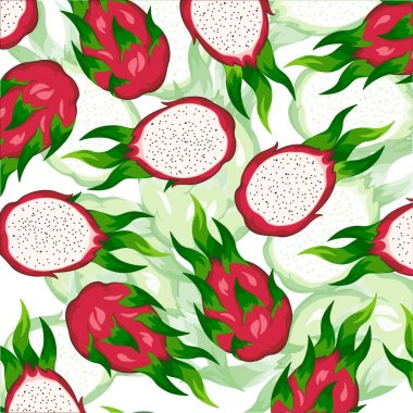 Parlak, egzotik meyve tasarım öğesi. Meyve pitaya'nın beyaz bir arka plan üzerinde renkli siluetleri.