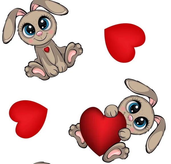 Valentine card with a cute bunny . — Stock Vector