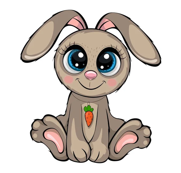 Cute beige easter bunny rabbit vector illustration . — Stock Vector