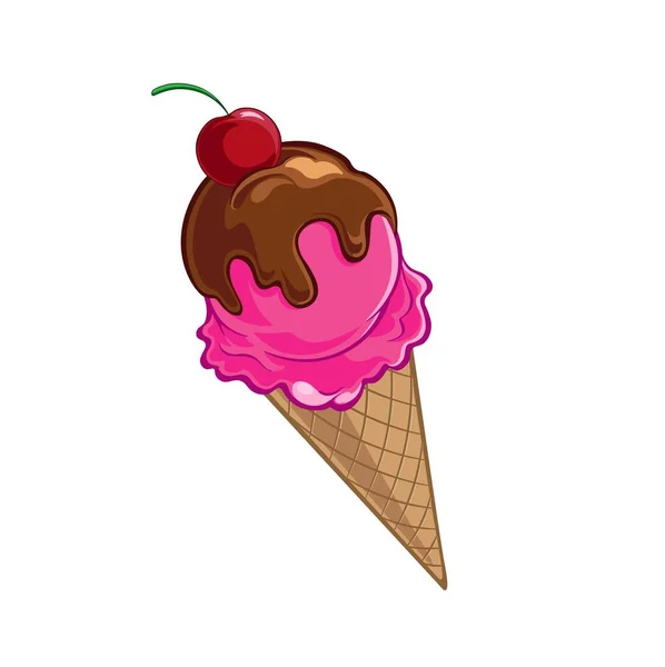 Cône de crème glacée rose, illustration vectorielle . — Image vectorielle