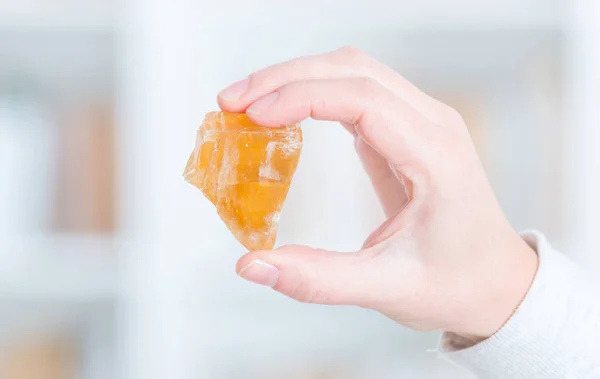 Honey calcite semi preciouse gemstone — Stock Photo, Image