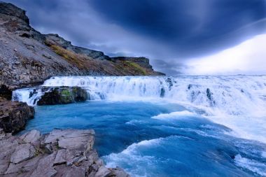 Gullfoss Waterfal İzlanda sahne