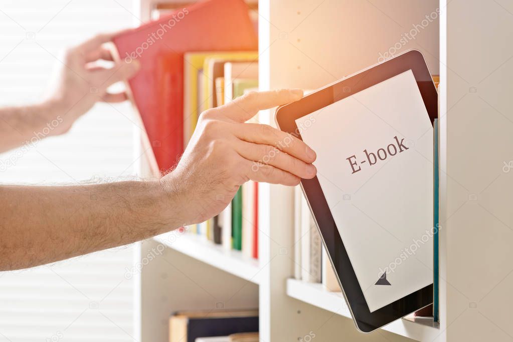 Modern ebook reader and books