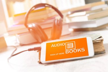 Concept of listening to audiobooks clipart