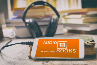 Concept of listening to audiobooks clipart