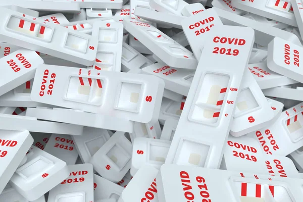 Covid19 Tests Rapides Virus Sras Rapid Covid19 Pile Essais Illustration — Photo