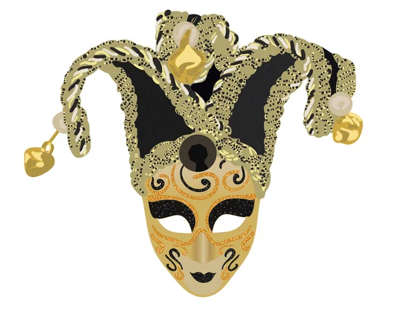 Maschera Vettoriale Veneziana in Colori Dorati e Neri — Vettoriale Stock