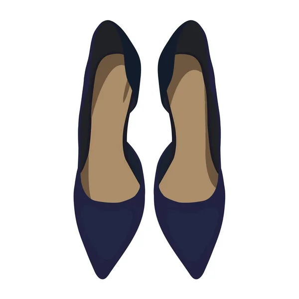 Sapatos azuis escuros da mulher vetora, vista de cima — Vetor de Stock