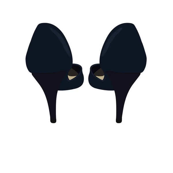 Vector Damenschuhe mit hohen Absätzen dunkelblaue Schuhe, Rückseite — Stockvektor
