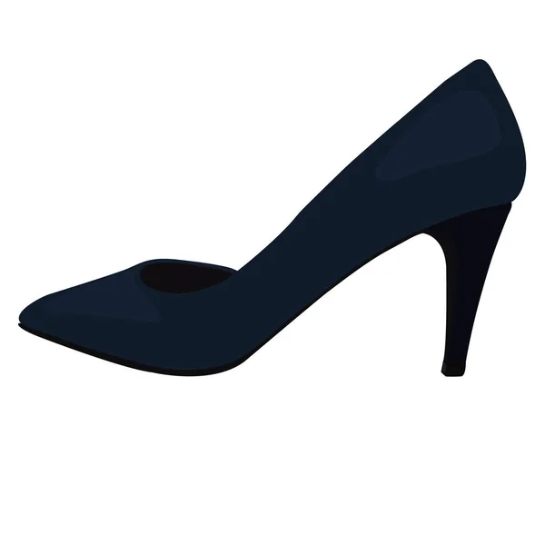 Sapatos de salto alto feminino vetorial azul escuro, vista de perfil — Vetor de Stock