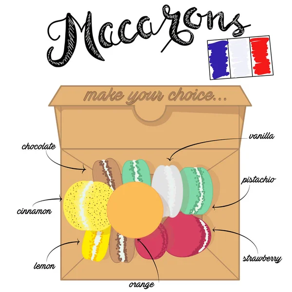 Illustrazione vettoriale dei macaron francesi — Vettoriale Stock