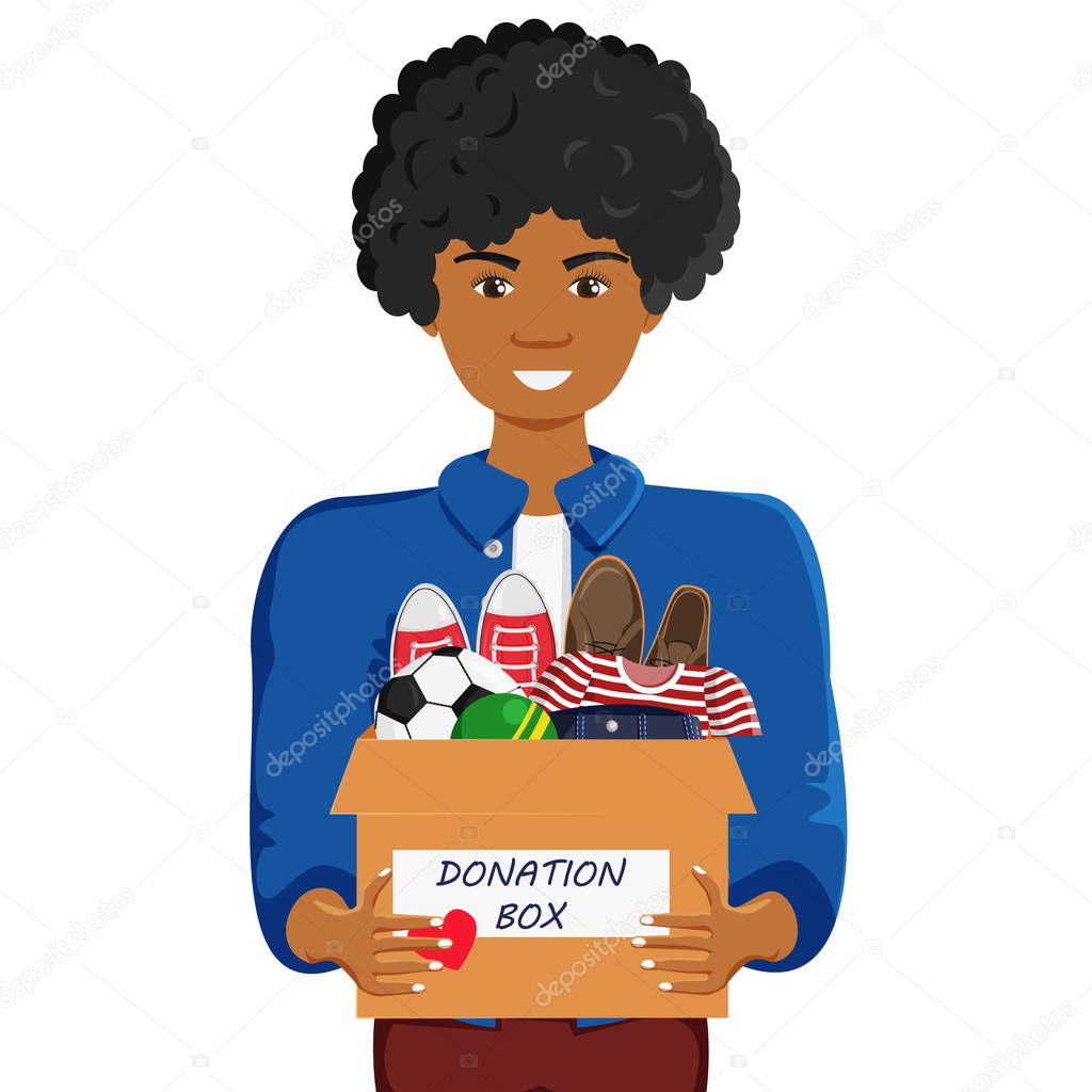 Vector Illustration of Clothes Donation with Man