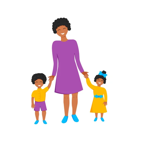 Εικονογράφηση Διάνυσμα Της Αφρικανικής Μητέρας Παιδιά Αστεία Μούμια Γιο Και — Διανυσματικό Αρχείο