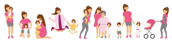 Διάνυσμα Των Δραστηριοτήτων Της Μελαχρινής Μητέρας Περίεργες Καταστάσεις Μαμά Άδεια — Διανυσματικό Αρχείο
