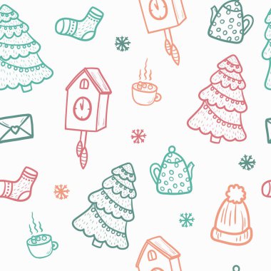 Karalama biçiminde kış tasarım ögesi kümesi