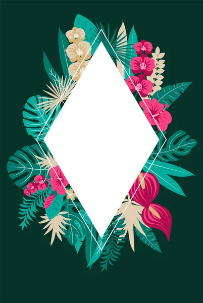 Colección Trópicos Abstractos Tropical Vector Exótico Flores Hojas Conjunto Ilustración — Archivo Imágenes Vectoriales