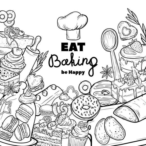 Ekmek Vektörü Çizimi Grafiksel Geçmişe Dönük Çizim Tasarım Mağazalar Restoranlar — Stok Vektör