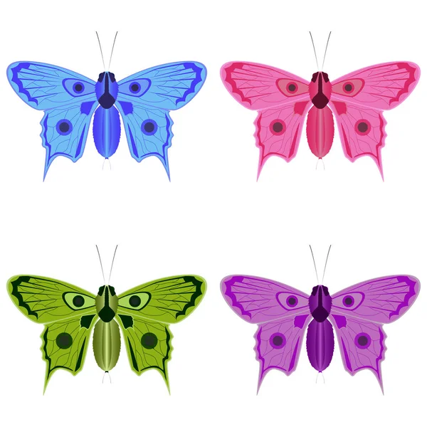 Метелики в різнокольорових формах — стоковий вектор