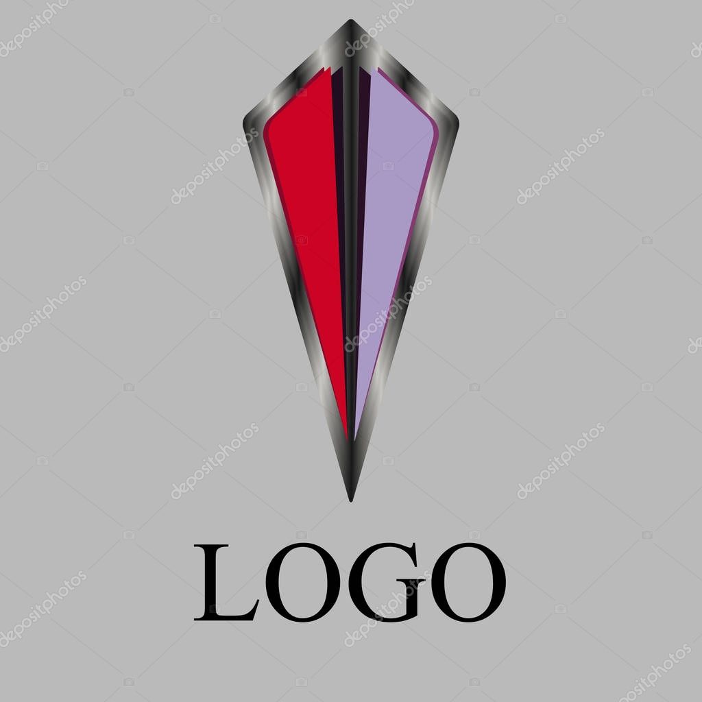 Vector shield logo with a red and purple pattern