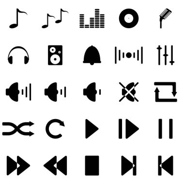 Siyah vektör müzik simgeleri