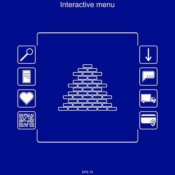 Imagem vetorial de um menu interativo para a compra de produtos de pedra e tijolo no menu multifuncional com a capacidade de pesquisar, entregar e pagar por mercadorias — Vetor de Stock