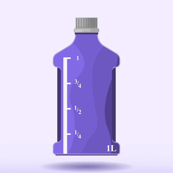 Imagen vectorial de una botella de plástico con una escala de medición de un litro. Patrón con una sombra de una botella — Vector de stock