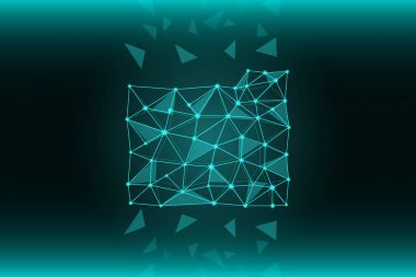 Dosya klasörün hatları ve üçgen, bir ağ bağlantısı mavi bir arka plan üzerine gelin. Bir saçılma parçaları alt ve üst klasöründen. Resimde. Duvar kağıdı