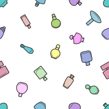 Vektör Dikişsiz desen beyaz zemin üzerine parfüm şişe