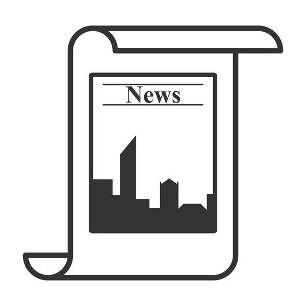 Vector image of the first page of the newspaper with news depicting the silhouette of the city. Easily editable outline on a white background. — Stock Vector