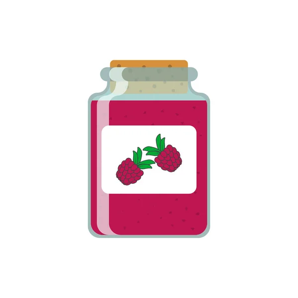 Drawing jars of raspberry jam. Vector illustration on white background — Stock Vector