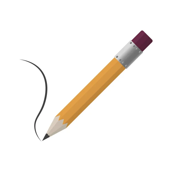 Una matita arancione sfaccettata realistica con un elastico che conduce la linea. Vettore su sfondo bianco — Vettoriale Stock