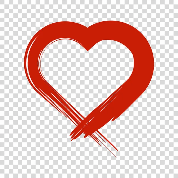 Bild des Herzens mit einem Pinsel zugefügt. Vektor farbiges Symbol auf weißem Hintergrund — Stockvektor