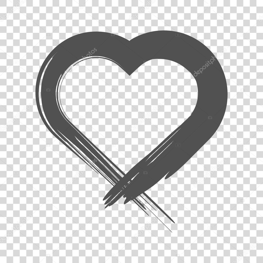 Image of the heart inflicted with a brush. Vector icon on white background